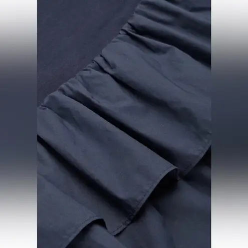 COS Poplin-Frilled Jersey Top color Blue size Medium 100%cotton