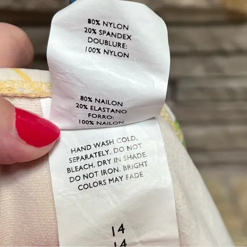 Jantzen Vintage Skirted Swimsuit Bottom Butter Yellow Tropical Floral 14