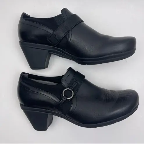 Abeo B.I.O SYSTEM Raine Black Leather Comfortable Mule Clog Heel Shoes Size 7.5