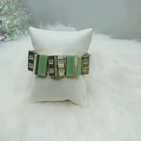 Light Jade Green Rhinestones Chunky Bracelet