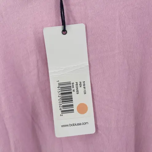 Bobi LOS ANGELES T-Shirt Size Medium Asymmetrical Pink Peonies NWT Shirt Tunic