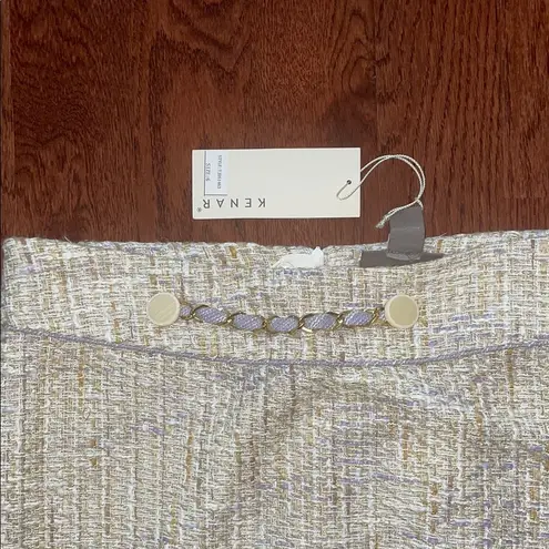 Kenar NWT Cream and Lavendar Pencil Preppy Tweed Skirt