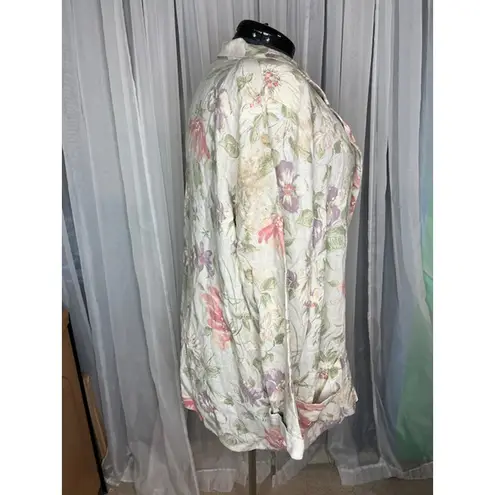 blazer floral pastel pink green boxy boyfriend power Size 28W