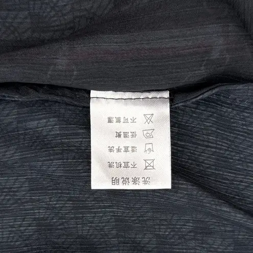 Japanese Brand Silk Blend Chain Print Dress Belted Green Black Short Sleeve XL