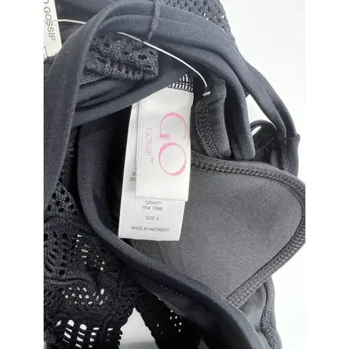 Gossip 2 in 1 Strappy Bikini Top and Cover Shirt Black Size S NWT