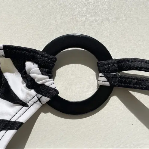 W Swim Black White Swirl Hipster Bikini Bottoms NWT Large Circle Disk Hip Accent