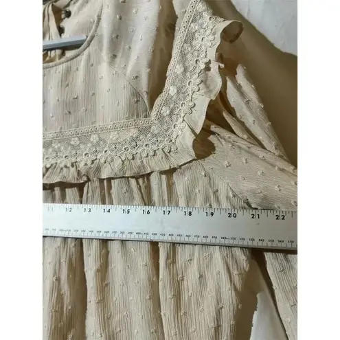 Vine & Love NWT Lace Up Back Blouse M Floral Embroidery Long Sleeve Cottage