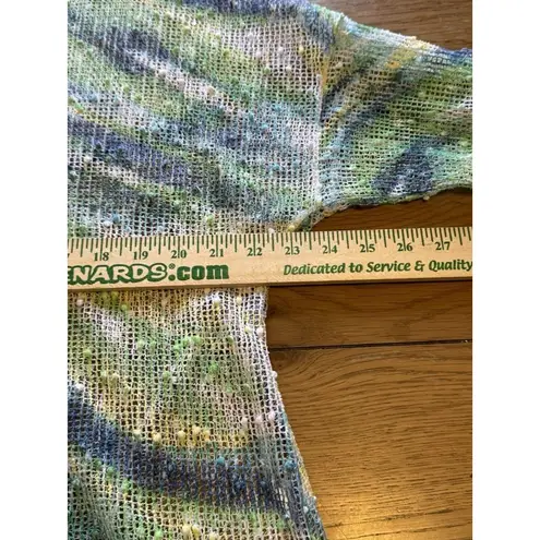 Lulu B Top Women Size Large Cover Up See Through 3/4 Sleeve Shirt Mesh Beach