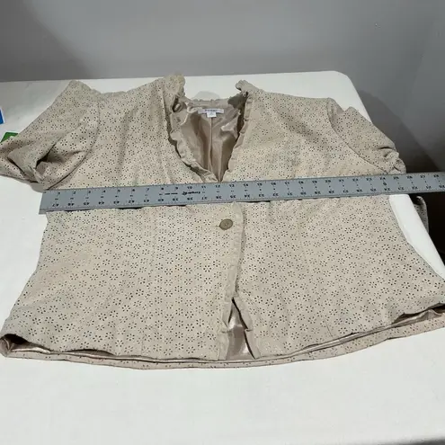 Woman’s Dress Barn 2x Soft Beige Faux Suede Lined Blazer One Button Tan Size XXL