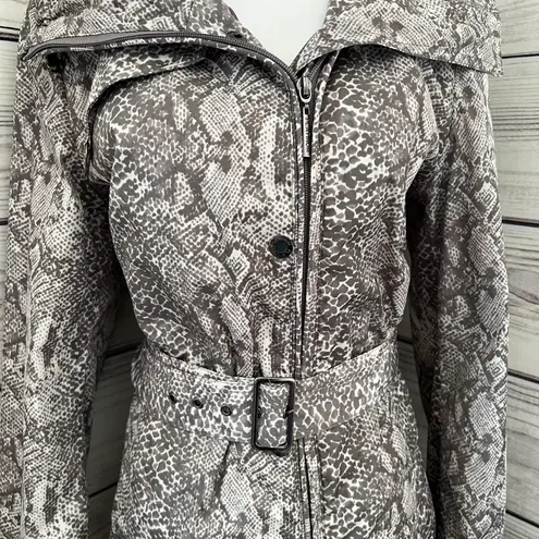 Platinum Utex Snakeskin Print Trench Rain Coat Tan Size M