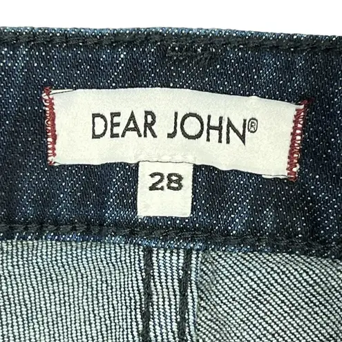 Dear John  Jean Shorts Women's 6/28" Lillie Scissor Cut Hem Dark Wash Stretch NEW