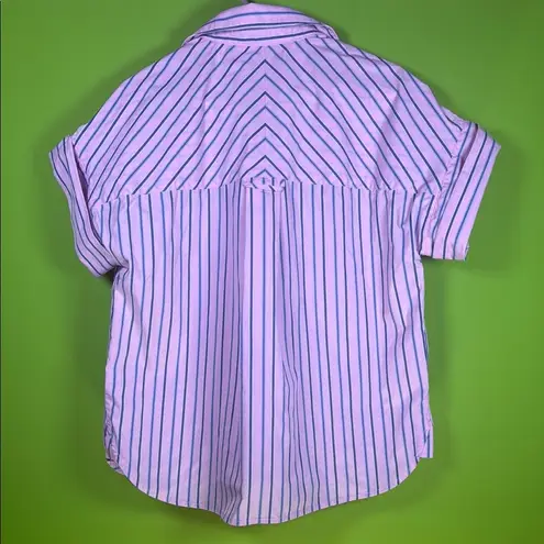 Elegant Pink and Blue Striped Midi blouse Size M