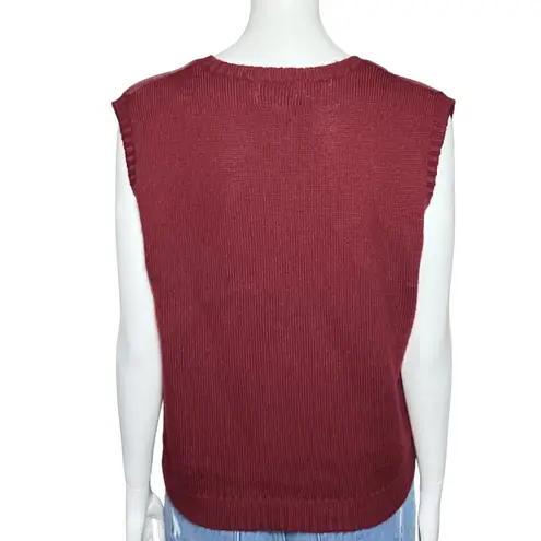 Vintage 90s Maroon Sweater Vest. Petite Medium. Cottagecore Grandmacore Fall Red