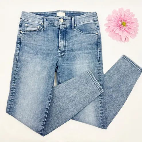 MOTHER Denim The Looker Ankle Fray Skinny Cigarette Jeans Twice Shy Light Wash Blue Size 30