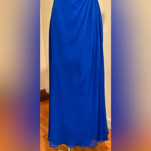 Bill Levkoff Blue Wedding Evening Cocktail Party Maxi Strapless Dress S…