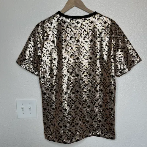 Jaded London leopard sequin short sleeve lined blouse size XL