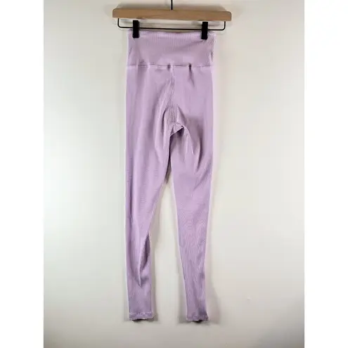 Year Of Ours Bandier Women Leggings Purple Ribbed Veronica V Waist Stretch Small