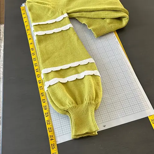 Before You Sweater Women Small Green White Knit Puffy Scallop Fairy Twee Lolita