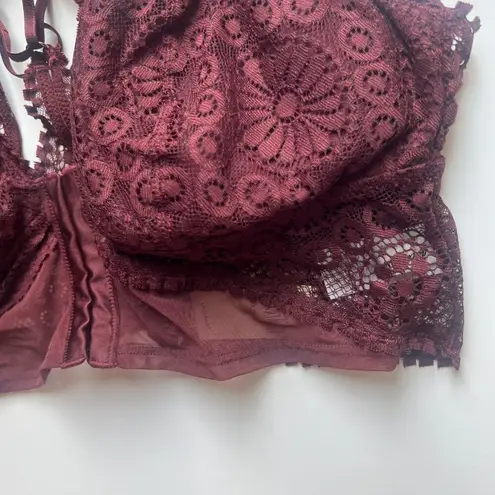 Aerie NWT  Joy Lace Padded Longline Bralette Royal Berry Size Medium M NEW