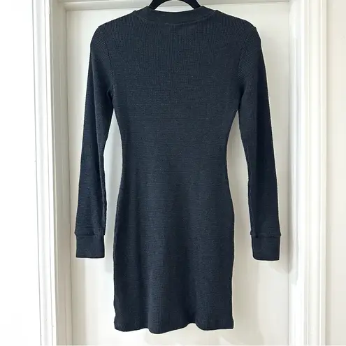 TNA Charcoal Gray Waffle Knit Long Sleeve Dress, Aritzia, Size S