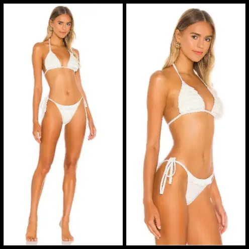 Devon Windsor 💕💕 Ruffle Bikini Carine Top + Cara Bottoms ~ White Zebra S NWT