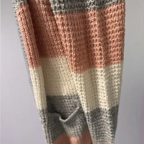 Striped Gray, Pink, and White Women's Sweater Gray Size L