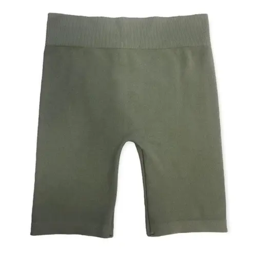 Bozzolo  Olive Green Seamless Ribbed Biker Shorts