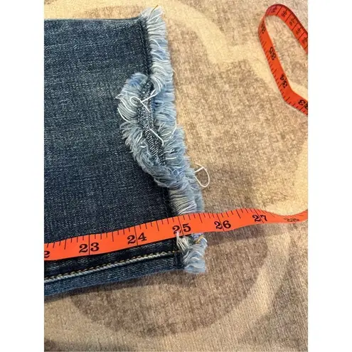 CAbi  cropped high straight denim jeans size 4 distressed raw hem