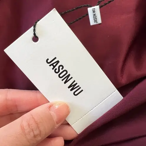 Jason Wu NWT Satin Halter Neck Slip Midi Sheath Dress Burgundy Medium