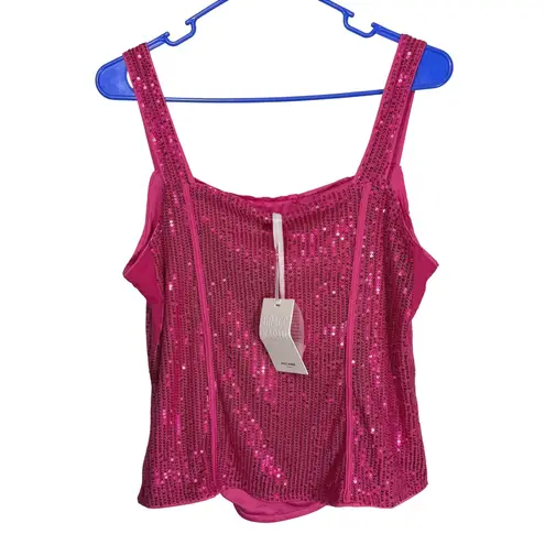 Grace Karin NWT Pink Sequin Bustier Corset Tank Party Top Large