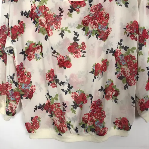 Iris  3/4 Sleeve Chiffon Floral Top Size L