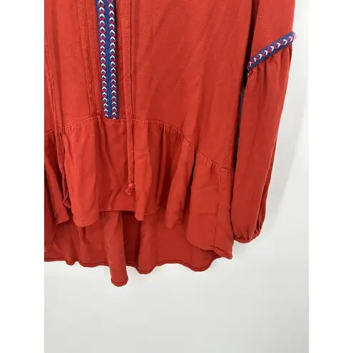 Ro & De  Women Boho Blouse Size S Burnt Orange Long Sleeve Peasant