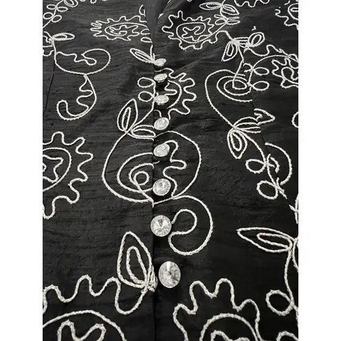 Bleu Bayou Women Size Medium Art to Wear 100% Silk Jacket Embroidered Designer