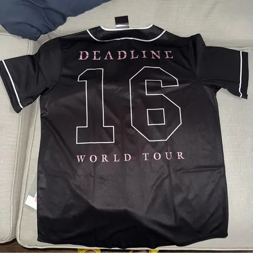 BLACKPINK 16 OFFICIAL DEADLINE TOUR Baseball Jersey NEW size XL w sticker Pack Black
