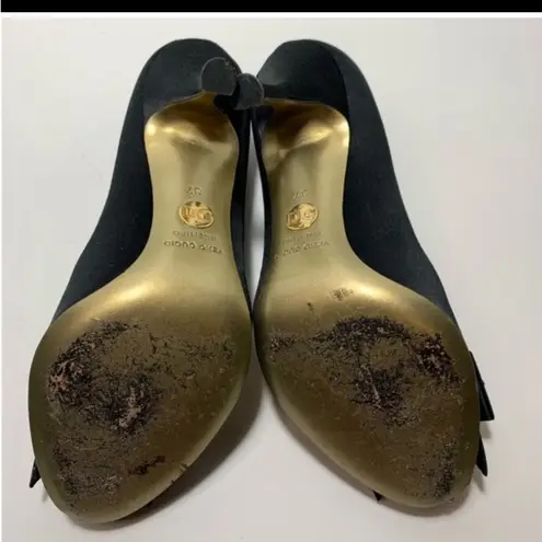 Dolce & Gabbana , baguette bow , black satin pumps, heels size 7