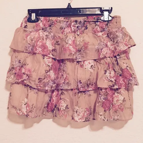 Body Central Floral Ruffle Skirt NWOT