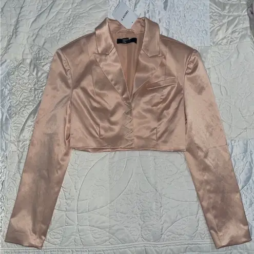 Forever 21 Pink Satin Cropped Blazer