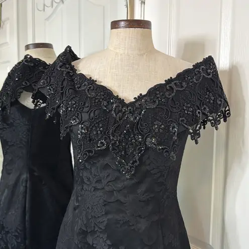 Scott McClintock vintage bedazzled jacquard goth pencil dress Black Size 10