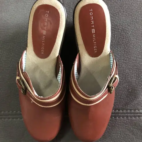 Tommy Hilfiger  Brown Rust Leather Mules S7.5