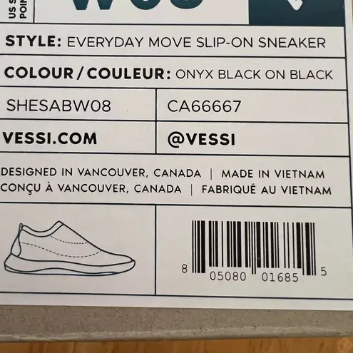Vessi Everyday Move Slip On Waterproof Black Sneakers Size 8