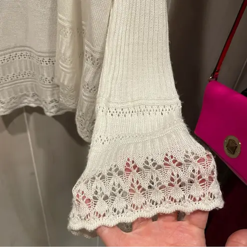 Notations Cute creamy crochet trim open front cardigan vintage y2k