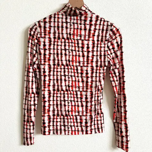 St. John Red Tie Dye Nuda Long Sleeve Mock Neck Top Women’s XS
