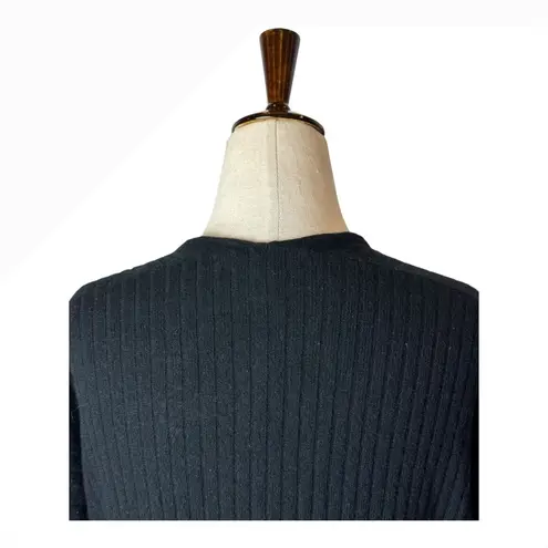 autumn cashmere Sweater Women Large Black Cashmere Rib Knit Tie Front Cardigan