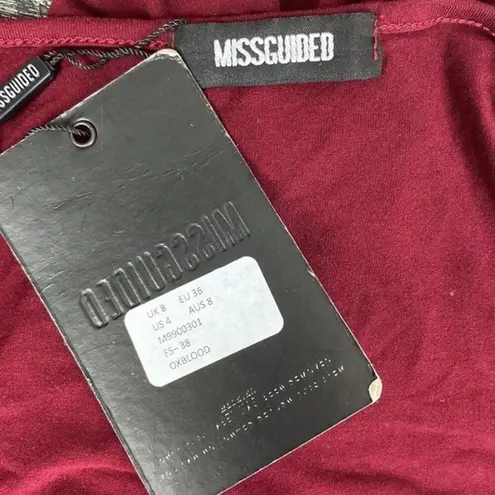 Missguided Maroon Red Oxblood Long Sleeve Crop Tie Jumpsuit NEW 8