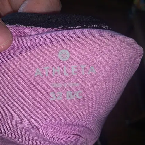 Athleta  halter tie black & pink 32B/C bikini top