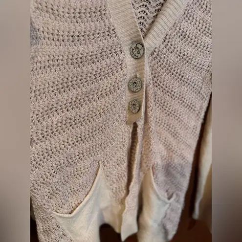 Free People  Willow Caroline Bohemian Wool Angora Cardigan Sweater Size S Ivory