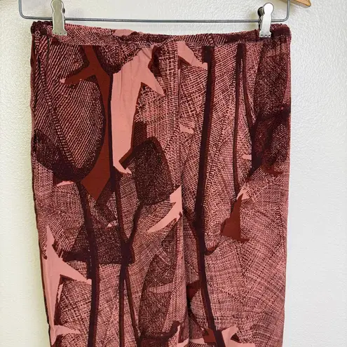 Poetry Wide Leg Pants Womens Size 8 Burgundy Pink Floral Elastic Resort Aloha