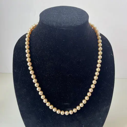 Trifari Vintage Crown Faux Pearl Necklace 22" Goldtone Hiddden Clasp Old Money