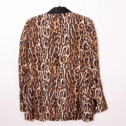 R13 Shawl Lapel Satin Tuxedo One Button Cheetah Leopard Print Blazer Small