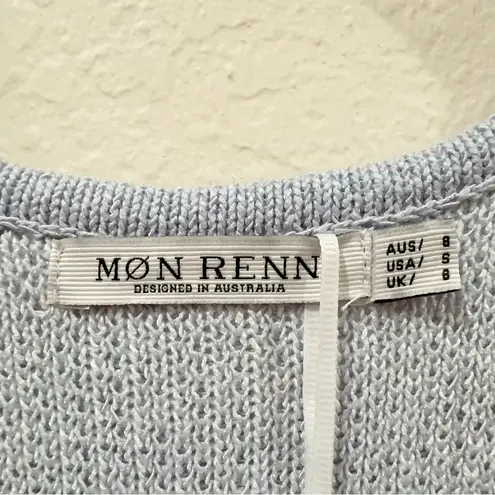 Mon Renn Sleeveless Symbolic Knit Sweater Dress Heron Blue Size Small NWT